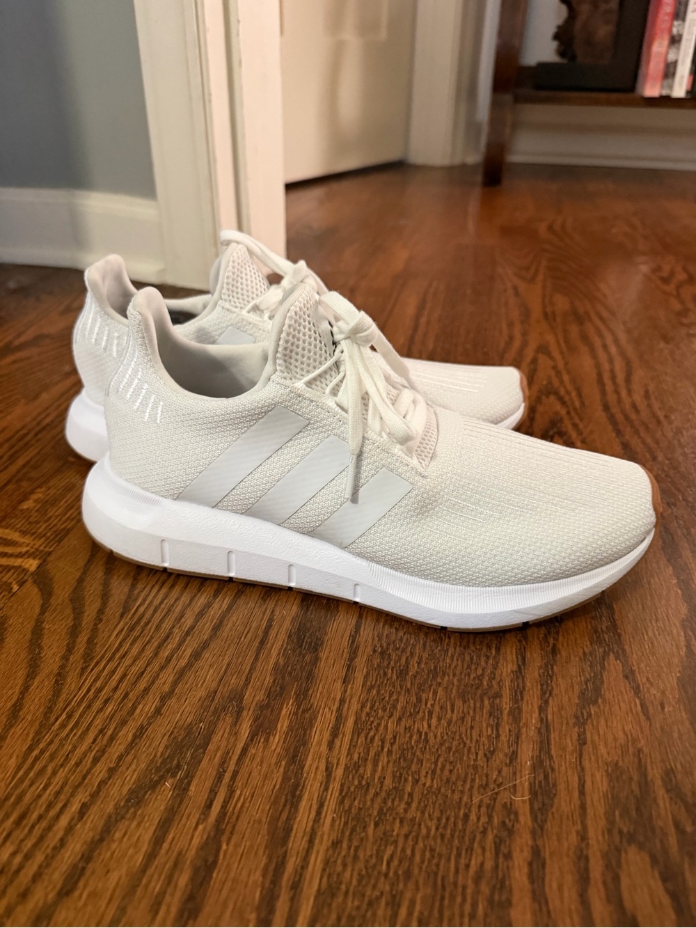 adidas Men's All-White Knit Athletic Sneakers